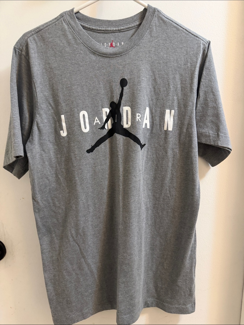 Jordan Gray Short Sleeve Tee with Black Jumpman- MENS
